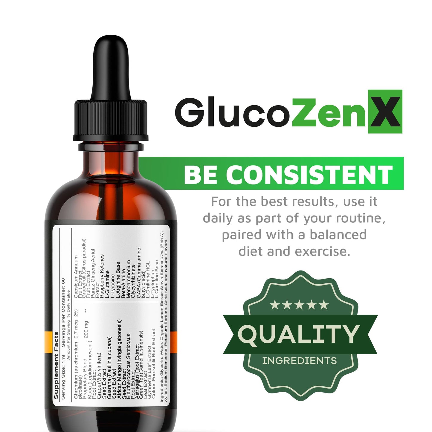 GlucoZenX Drops – Official GlucoZen X Liquid Drops | Premium All-Natural Daily Wellness (1 Month Supply)