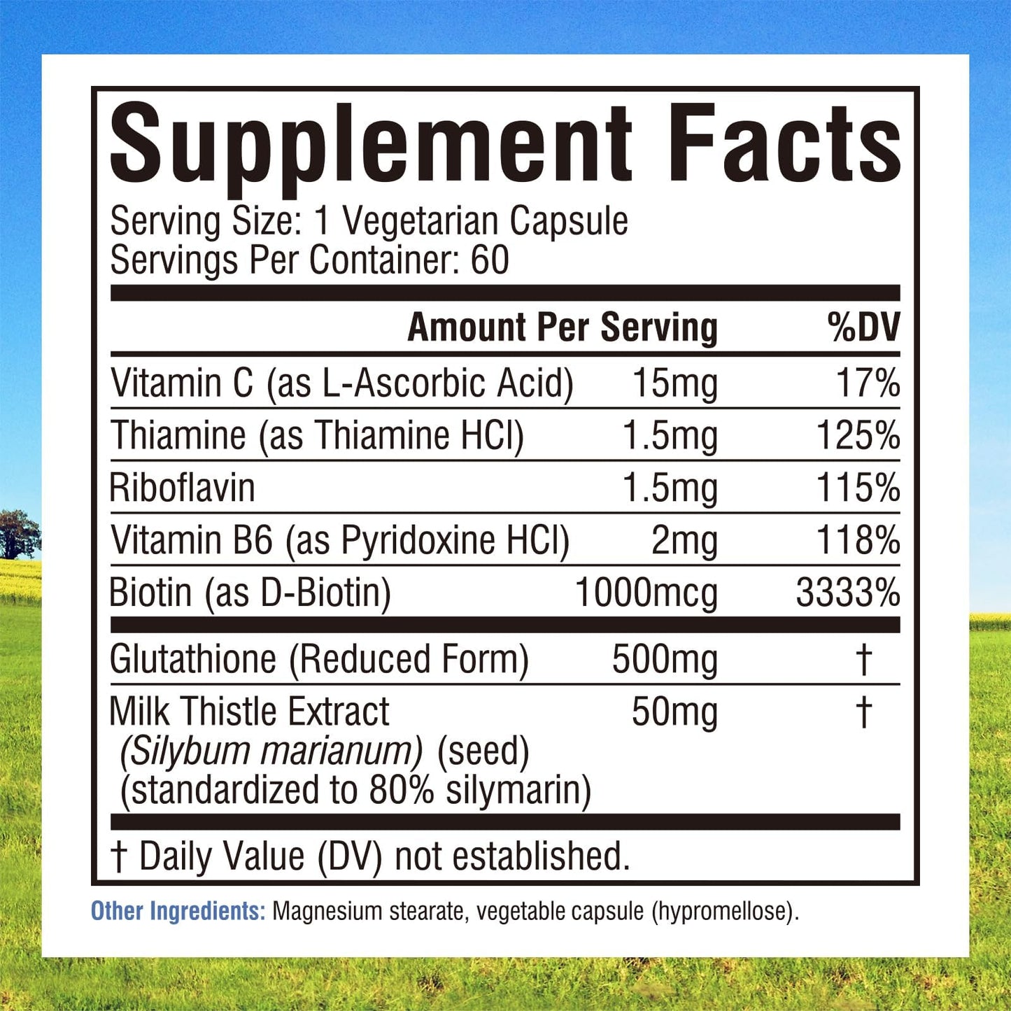 Innate Vitality Glutathione 500mg – Reduced Glutathione with Milk Thistle, Vitamin C, B Complex | 60 Capsules