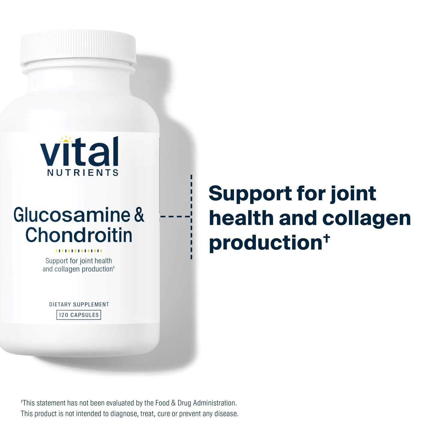 Vital Nutrients Glucosamine & Chondroitin – Joint Support, Cartilage Health, 120 Capsules | Gluten, Dairy, Soy Free | Non-GMO