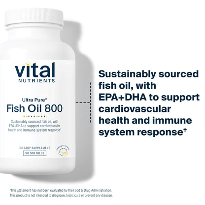 Vital Nutrients Ultra Pure Fish Oil 800 – High EPA & DHA Omega-3, Lemon, 90 Softgels