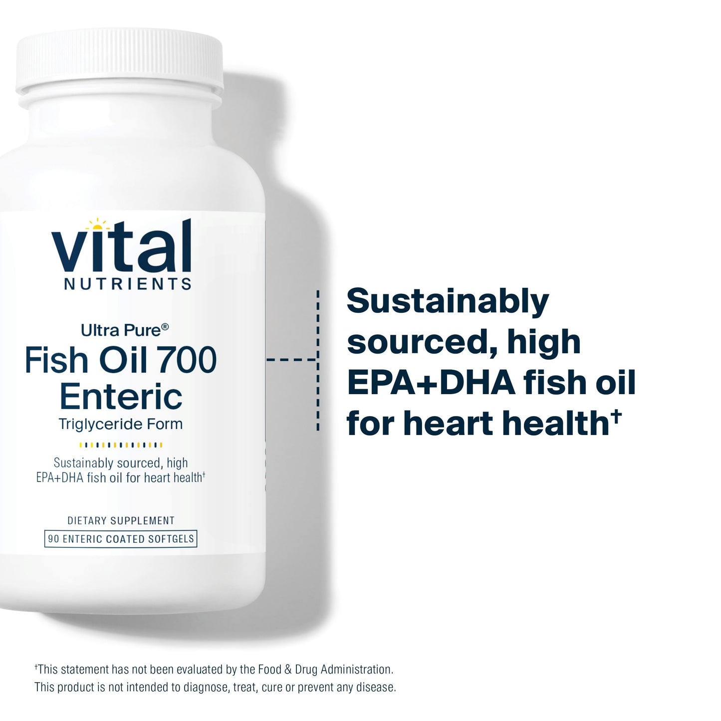 Vital Nutrients Ultra Pure Fish Oil 700 Enteric Coated – Heart, Brain & Immune Support | 90 Count