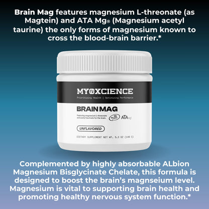 MYOXCIENCE Brain Mag | Magnesium L-Threonate Magtein & Magnesium Glycinate Powder (Unflavored) – 60 Servings