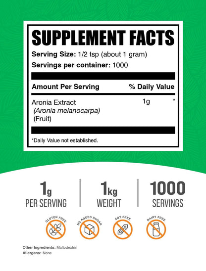 Aronia Extract Powder - BulkSupplements | Aronia Berry Extract, Gluten Free 1kg
