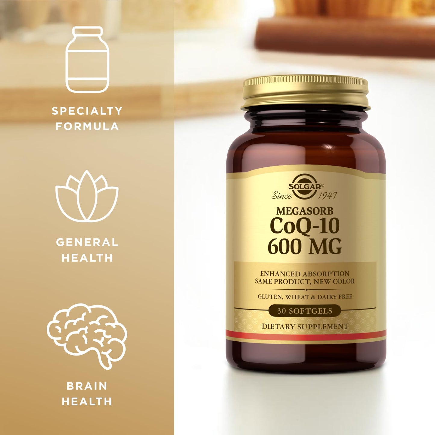 Solgar Megasorb CoQ-10 600 mg | 30 Softgels (Pack of 3) – Enhanced Absorption, Gluten Free, Dairy Free | 90 Servings
