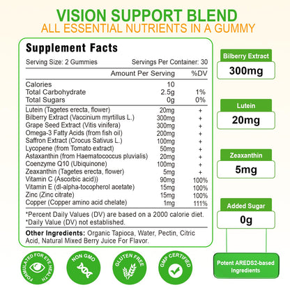 Lutein 20 mg with Zeaxanthin Gummies – Eye Health Support (120 ct)