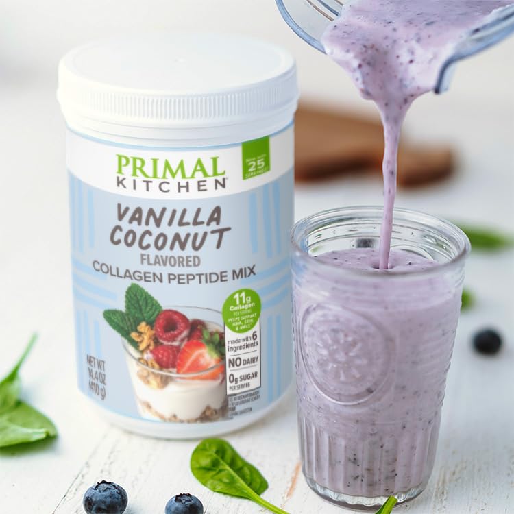 Primal Kitchen Vanilla Coconut Collagen Fuel Drink Mix – 11g Collagen, Dairy-Free, No Artificial Sweeteners, 14.4 oz
