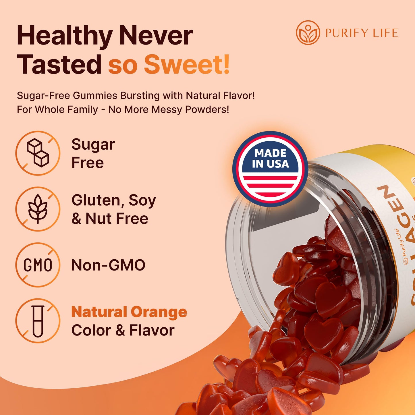 Sugar-Free Marine Collagen Gummies – 90 Chews, 500mg, Gluten Free