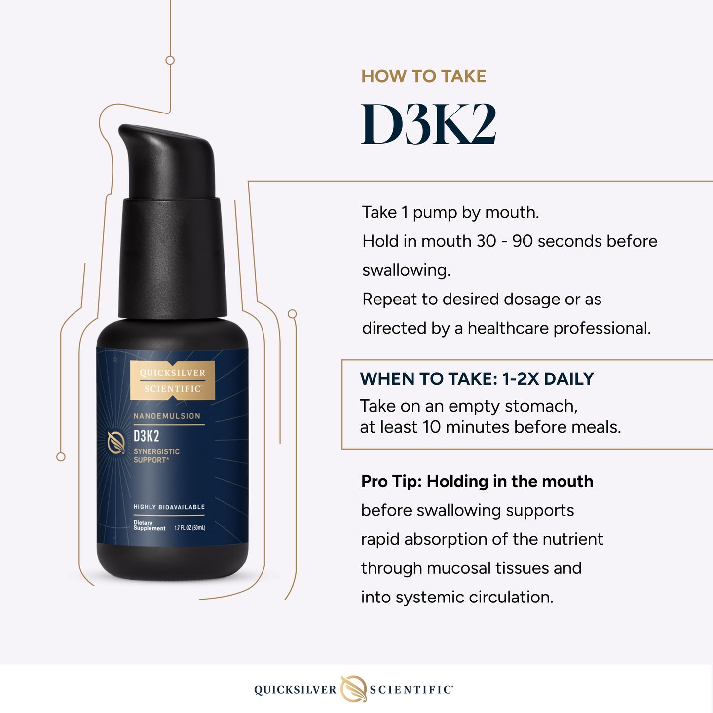Quicksilver Scientific Nanoemulsified D3K2 — Liposomal Vitamin D3 + K2 MK7