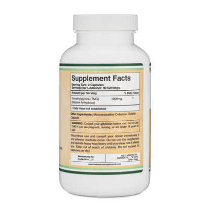 Double Wood TMG Trimethylglycine 1,000mg – 180 Capsules | Homocysteine Support