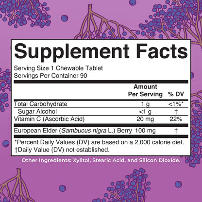 MaryRuth Organics Elderberry Vitamin C Chewable Tablets – Immune Support – 90 Servings – Gluten Free | Non-GMO