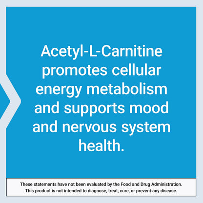 Acetyl-L-Carnitine with Vitamin C for Brain & Nerve Health | 3-Month Supply | Gluten-Free, Non-GMO, Vegetarian | 100 Capsules