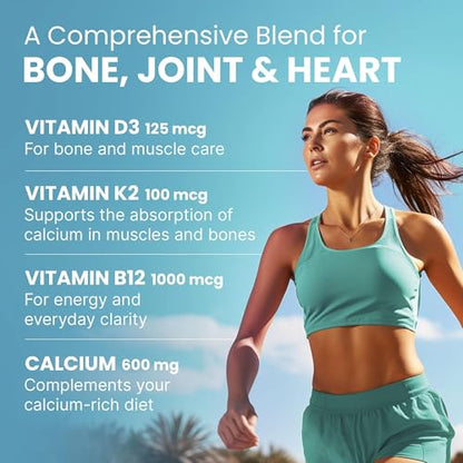 4-in-1 Calcium + Vitamin D3/K2 5000 IU - 601mg per Serving (120 ct) | Gluten-Free & Vegan