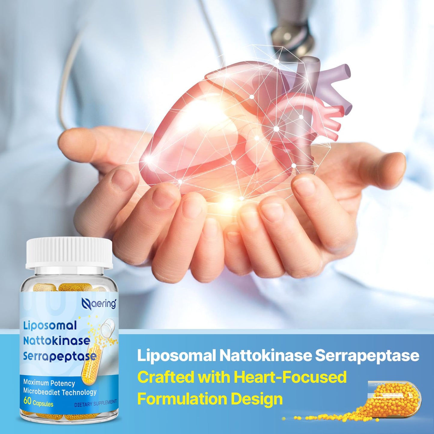 Liposomal Nattokinase 12,000 FU & Serrapeptase 360,000 SPU – Enzyme Supplement (60 Capsules)