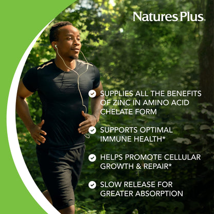 NaturesPlus Mega Zinc 100 mg - 90 Tablets | Sustained Release, Vegetarian, Gluten Free