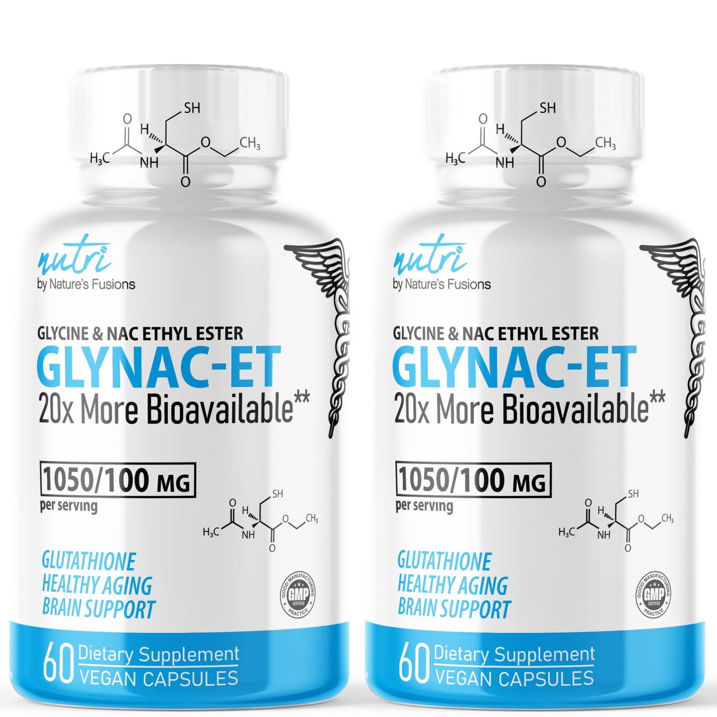 GlyNAC-ET NAC Supplement with Glycine & NACET | 20x Glutathione Support | 120 Capsules (2-Pack)
