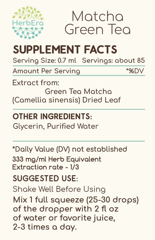 Matcha Green Tea B60 Alcohol-Free Herbal Extract Tincture - 2 fl oz