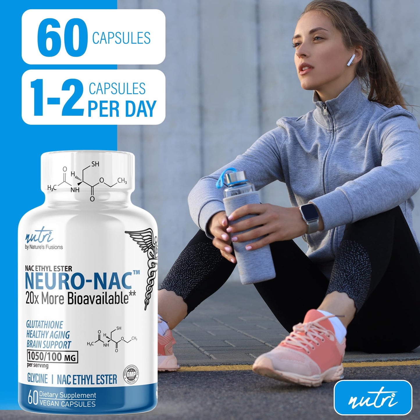 Nature's Fusions Neuro NAC with NACET – Pack of 2, 120 Capsules | 20x More Bioavailable NACET