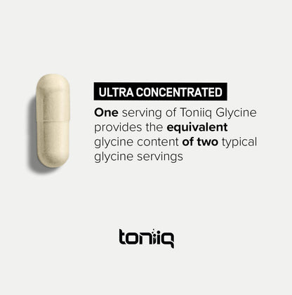 Toniiq Glycine 1300mg Supplement - 240 Capsules | 120 Servings | 98.5%+ Purity