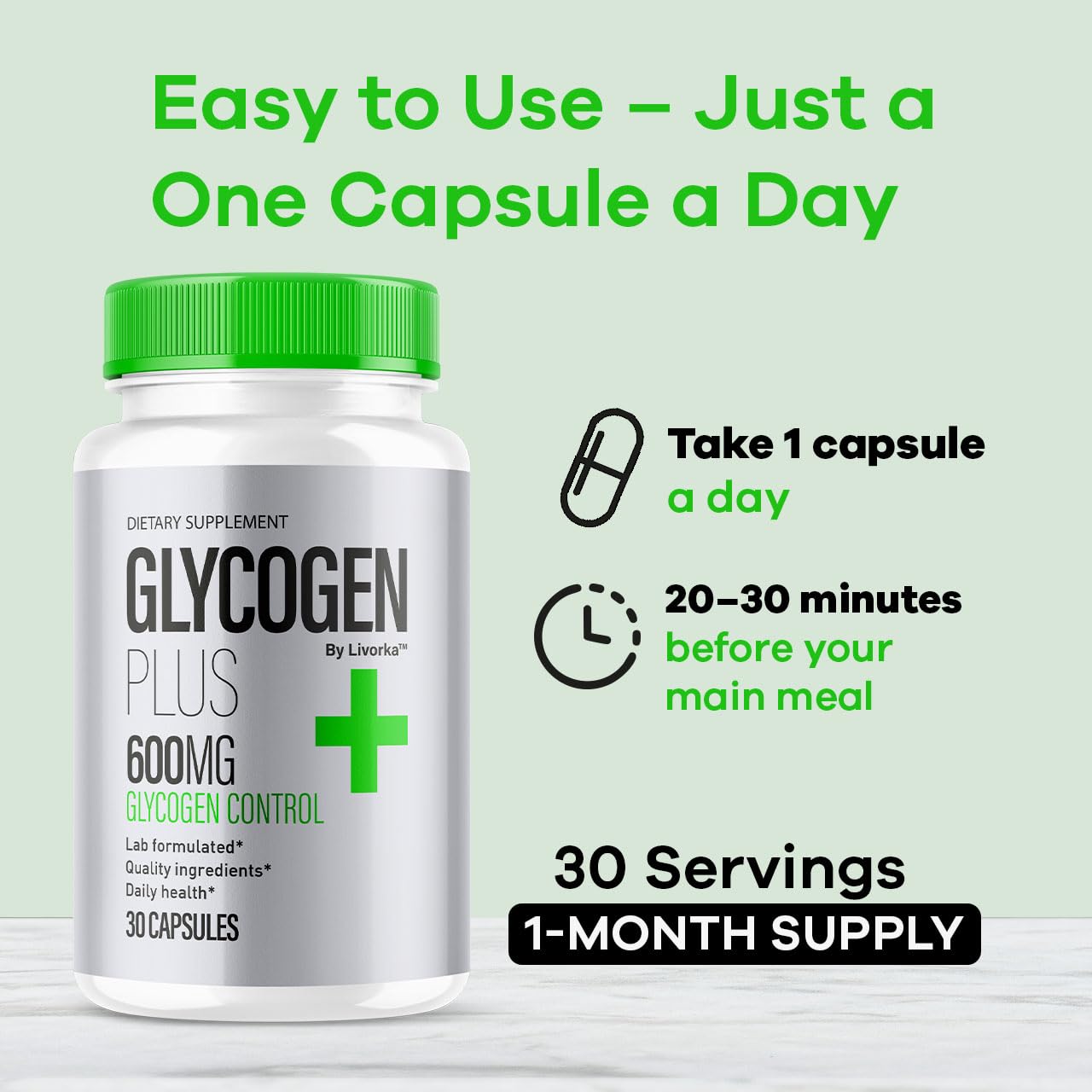 (2 Pack) Glycogen Plus – 600mg Capsules, All-Natural Glycogen Support