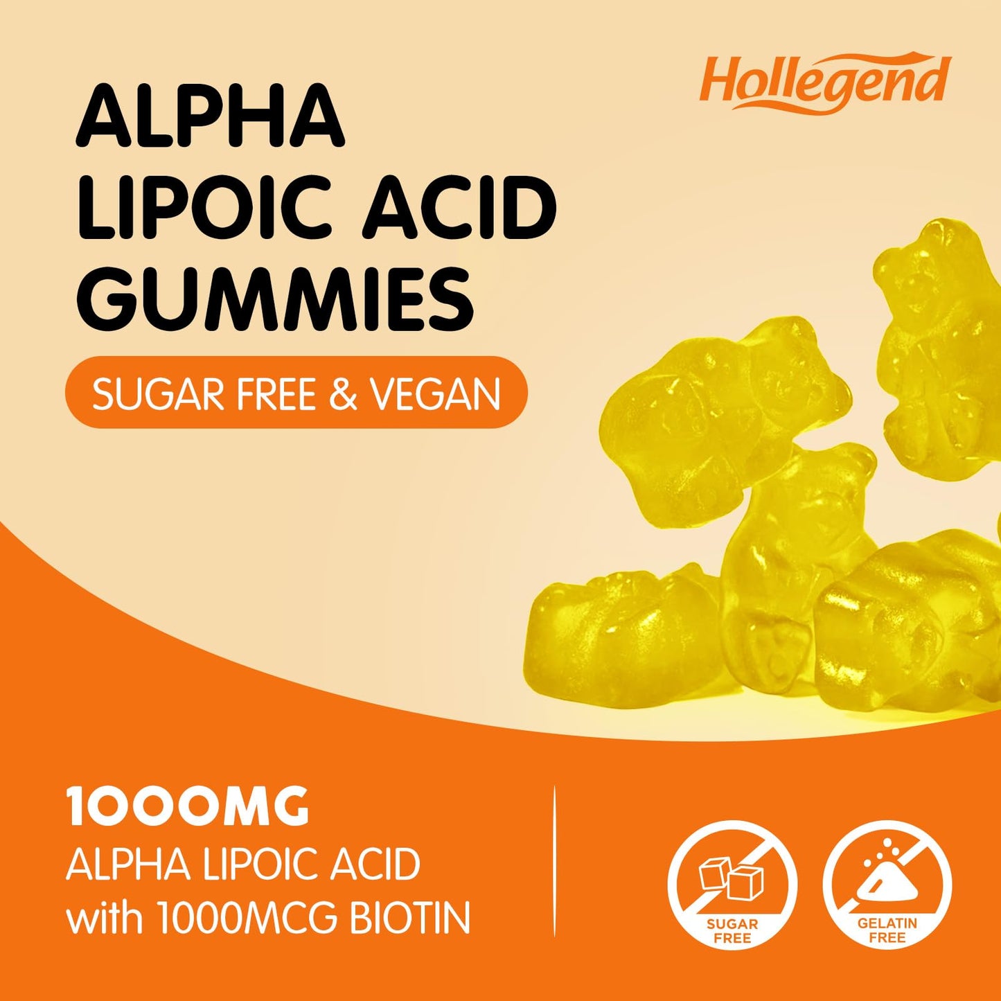 Alpha Lipoic Acid Gummies 1000mg with Biotin – Pineapple Flavor, 60 Chews
