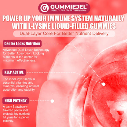 Liposomal L-Lysine Gummies 1200mg – High-Absorption Immune & Skin Support (Vegan Non-GMO Sugar-Free) – 60 Gummies