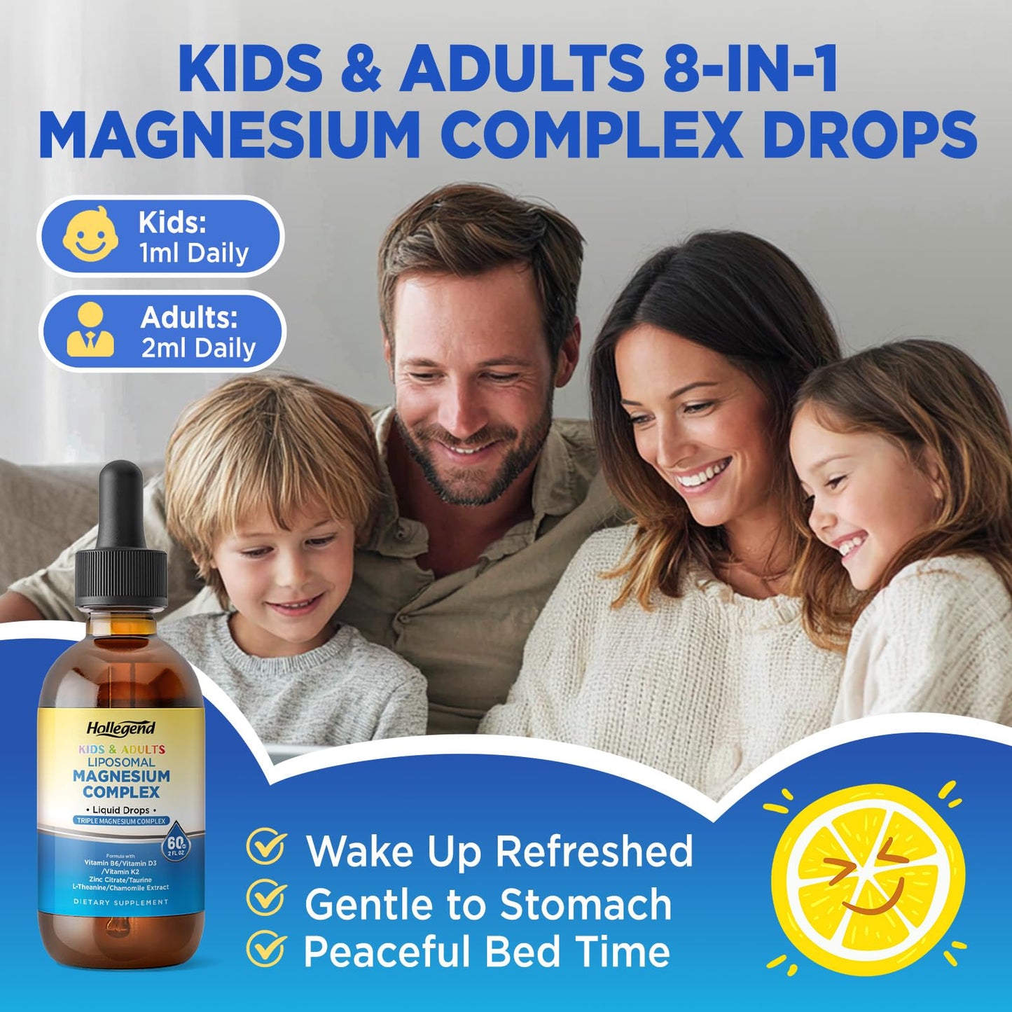 Liposomal Magnesium Drops 400mg – Triple-Source Mg with D3, K2, B6, Zinc, Taurine, L-Theanine & Chamomile (4 oz)