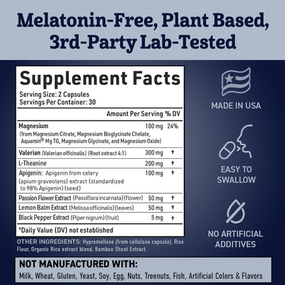 Apigenin Sleep Supplement - Melatonin-Free, Plant-Based Nighttime Support
