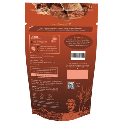 Herb Essential Arjuna Powder 2x100g – Terminalia Arjuna Bark, Vegan, GMP Certified