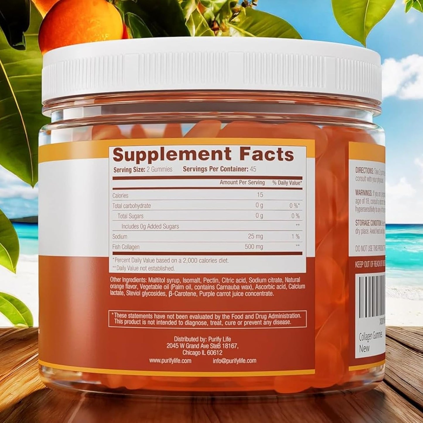 Sugar-Free Marine Collagen Gummies – 90 Chews, 500mg, Gluten Free
