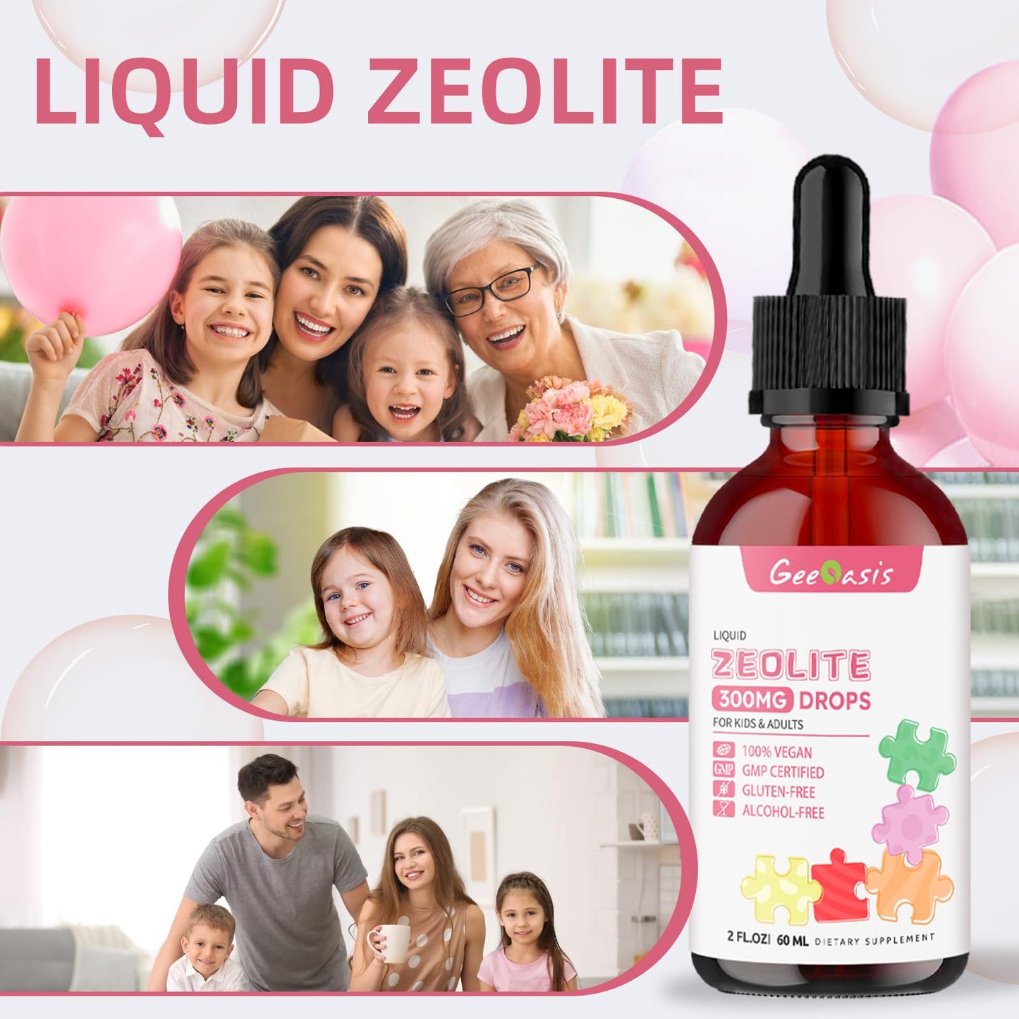 Zeolite Detox Drops for Kids & Adults  300 mg Clinoptilolite, 2 oz