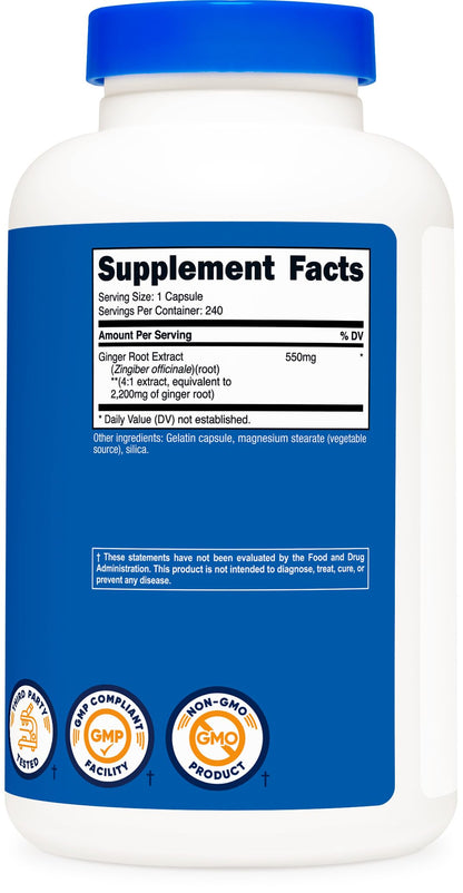Nutricost Ginger Root Extract 2,200mg - 240 Capsules | Gluten Free, Non-GMO
