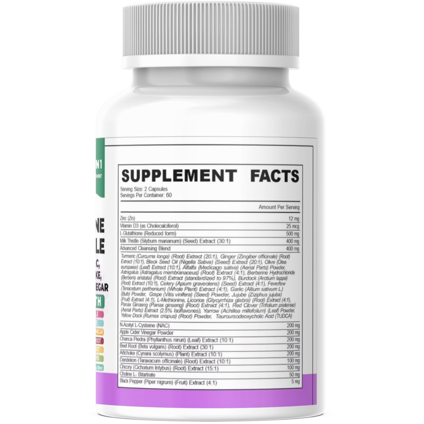 Glutathione NAC Milk Thistle Supplement | Liver Health Support | 32-in-1 Herbal Antioxidant Formula | Halal Vegan Organic Daily Wellness