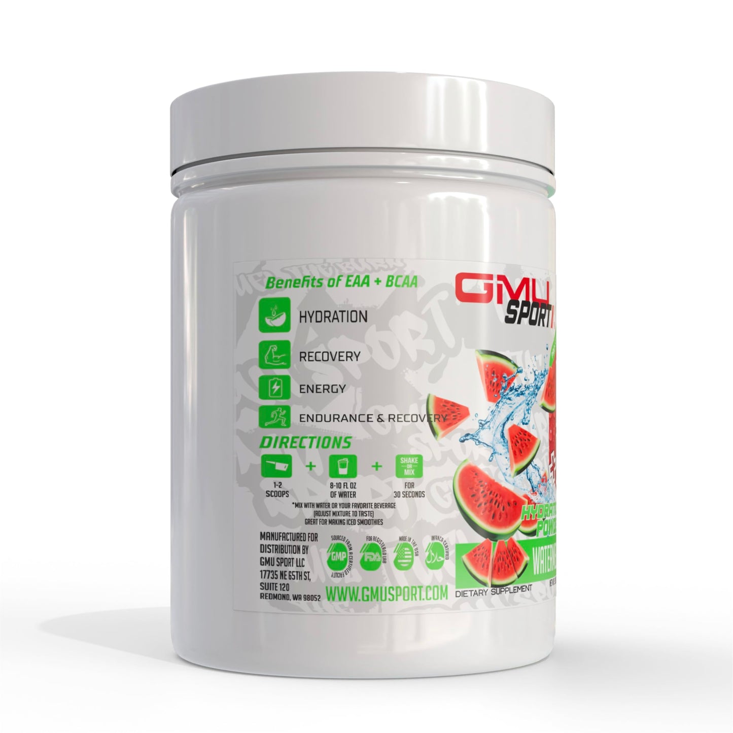 GMU SPORT EAA + BCAA Powder – Hydration & Recovery Drink (Sugar-Free) – Watermelon