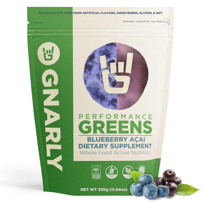 Gnarly Nutrition Greens Superfood Powder – Blueberry Acai Performance Greens – NSF Sport Certified – Organic & Probiotic