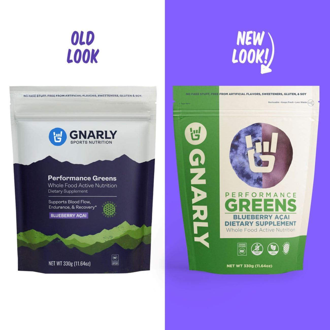 Gnarly Nutrition Greens Superfood Powder – Blueberry Acai Performance Greens – NSF Sport Certified – Organic & Probiotic
