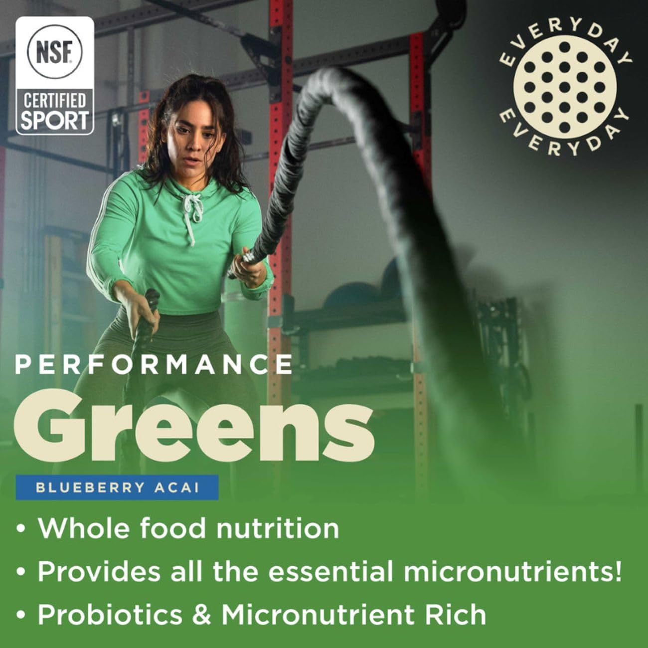 Gnarly Nutrition Greens Superfood Powder – Blueberry Acai Performance Greens – NSF Sport Certified – Organic & Probiotic