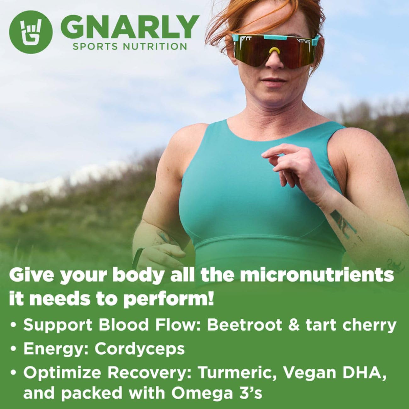Gnarly Nutrition Greens Superfood Powder – Blueberry Acai Performance Greens – NSF Sport Certified – Organic & Probiotic