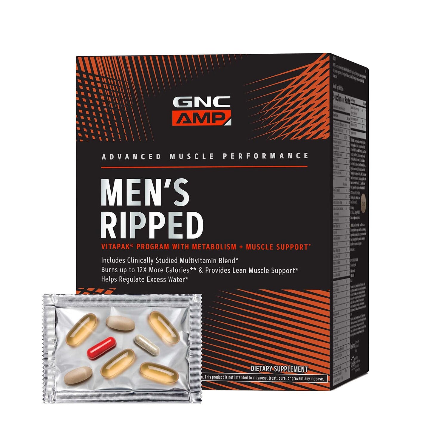 GNC AMP Men’s Ripped Vitapak Program — 4-in-1 Metabolism & Lean Muscle Support | 30-Day Supply