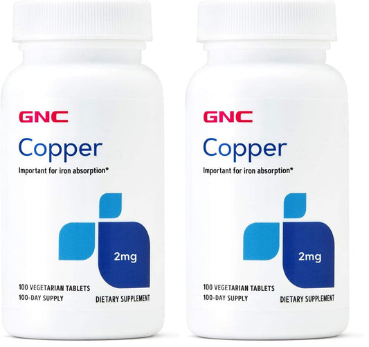 GNC Copper 2mg - Supports Iron Absorption | 100 Count (Pack of 2)