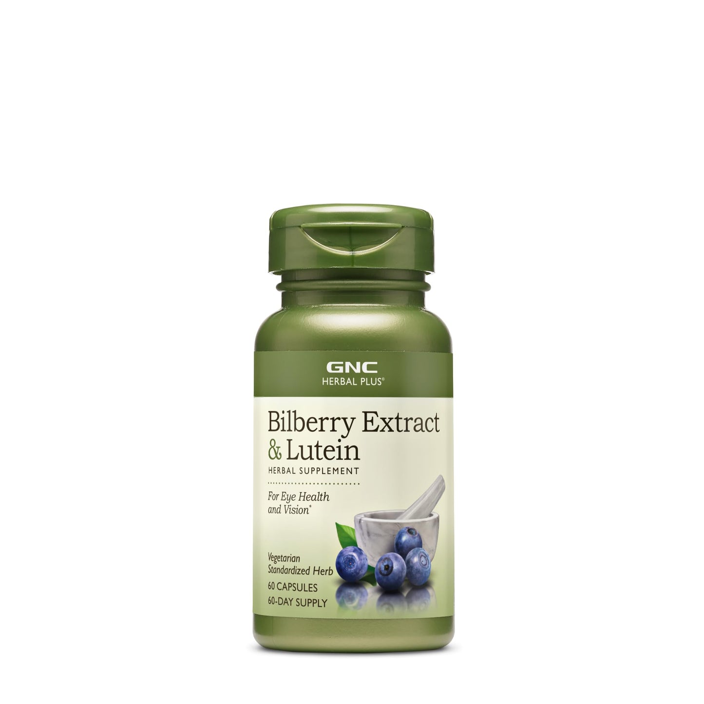 GNC Herbal Plus Bilberry Extract & Lutein Supplement — Vegetarian Eye Health Support, 60 Servings
