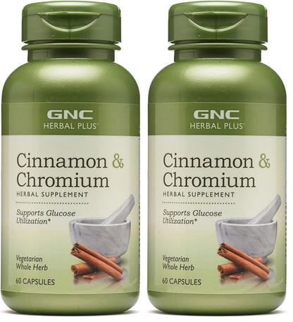 GNC Herbal Plus Cinnamon & Chromium – Vegetarian, 30 Servings (Pack of 2)