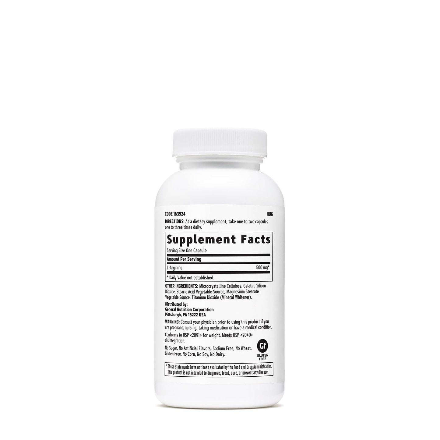 GNC L Arginine 500mg Supplement – Supports Healthy Blood Vessel Tone – 90 Servings (Pack of 2)