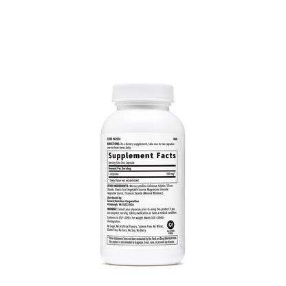 GNC L Arginine 500mg Supplement – Supports Healthy Blood Vessel Tone – 90 Servings (Pack of 2)