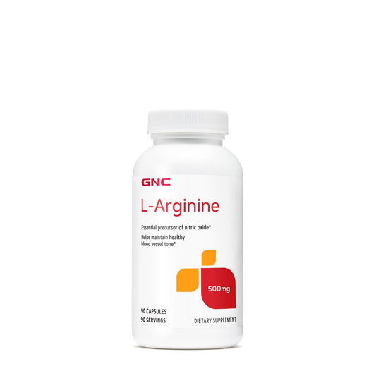 GNC L-Arginine 500mg Supplement – Supports Healthy Blood Vessel Tone | 90 Servings