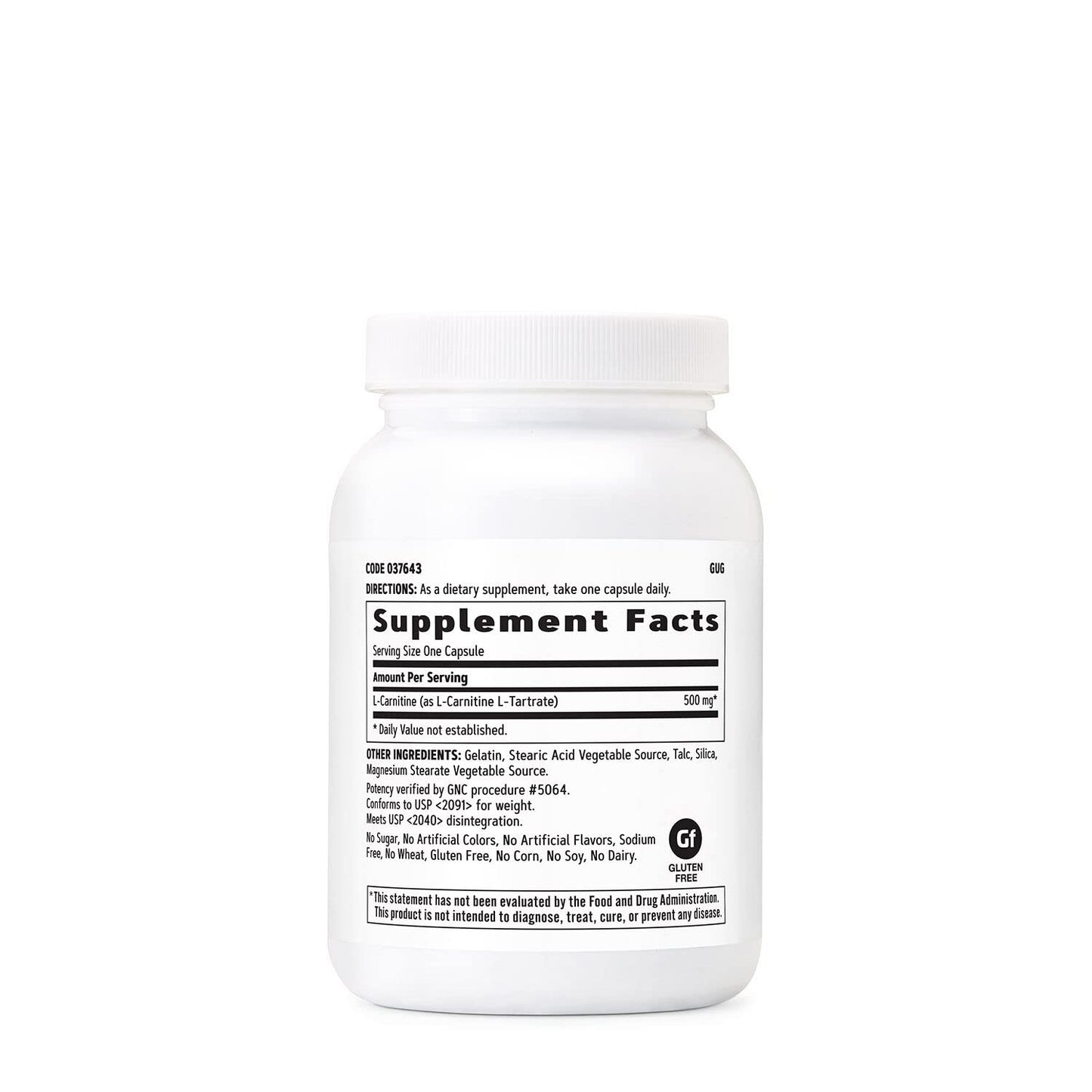 GNC L-Carnitine 500mg Supplement - Supports Muscle Recovery, 120 Servings