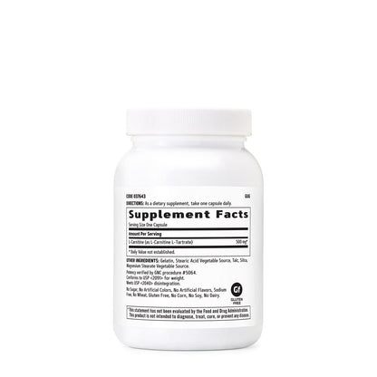 GNC L-Carnitine 500mg Supplement - Supports Muscle Recovery, 120 Servings
