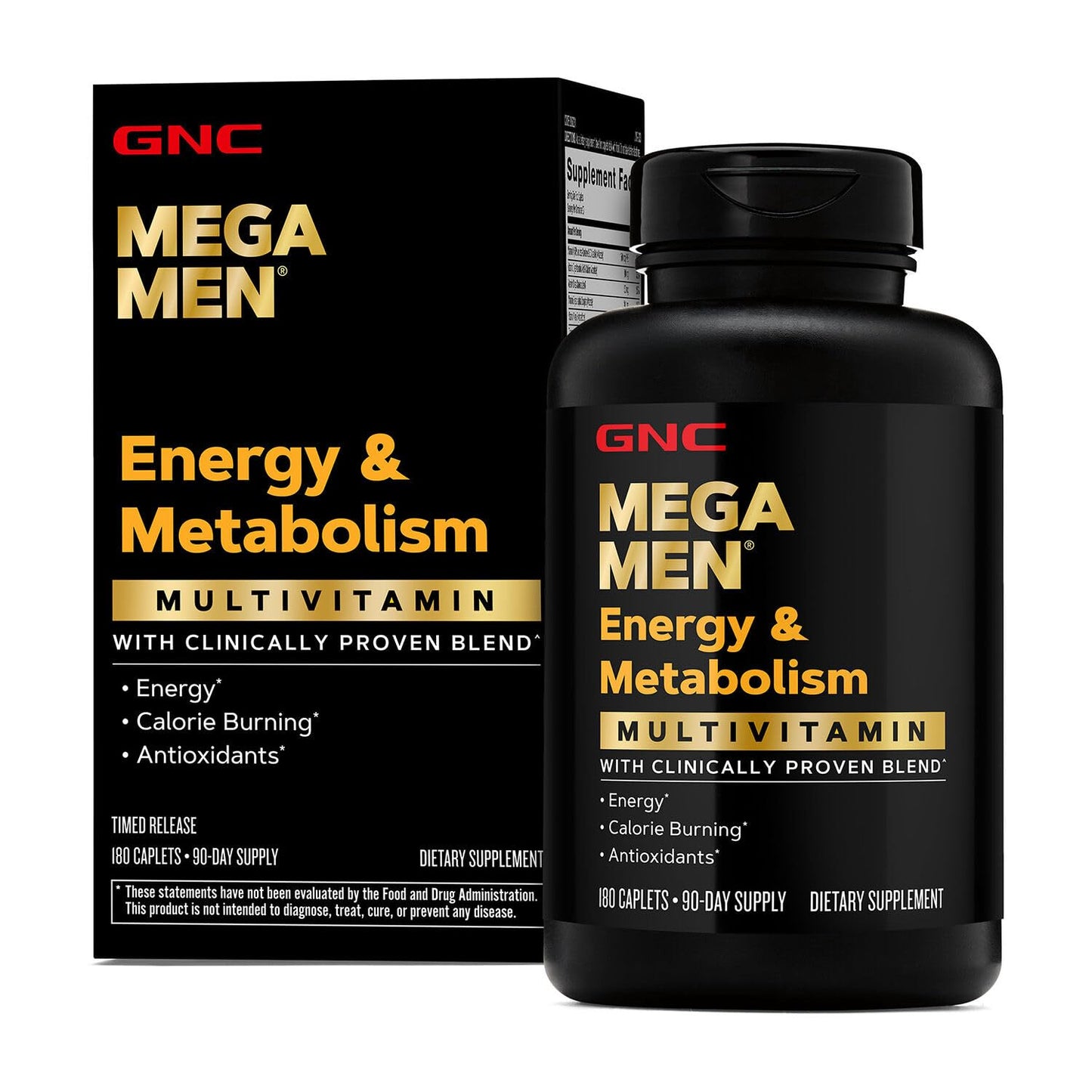 GNC Mega Men Energy & Metabolism Multivitamin Caplets | 180 Count, 90 Day Supply