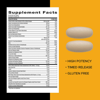 GNC Mega Men Energy & Metabolism Multivitamin Caplets | 180 Count, 90 Day Supply