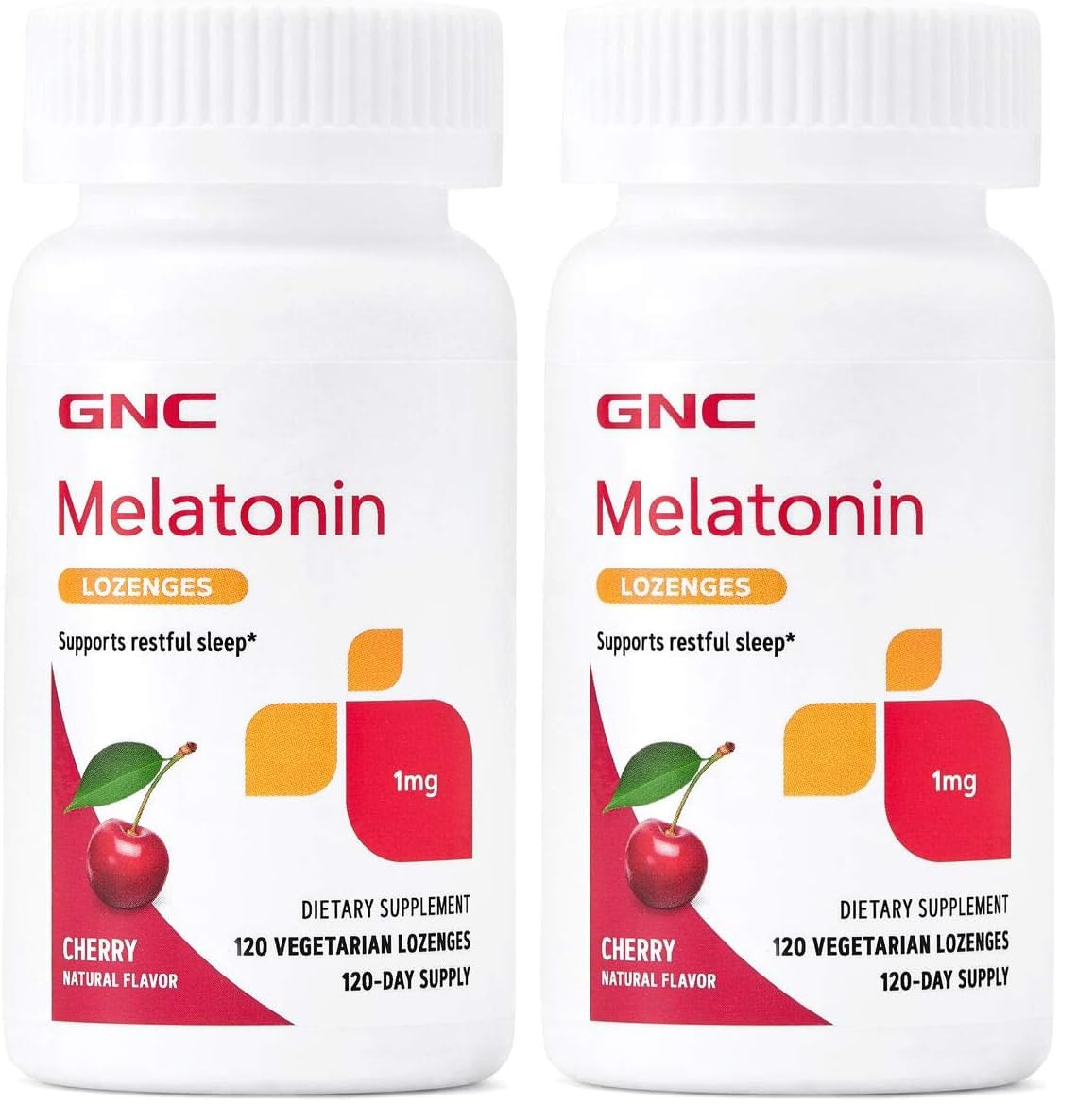 GNC Melatonin 1mg Cherry Lozenges – Restful Sleep (Pack of 2)