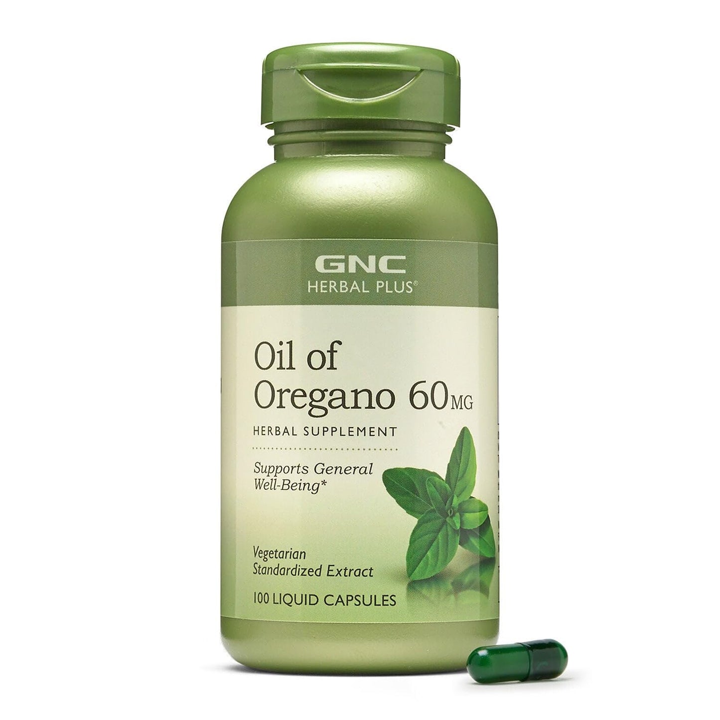 GNC Herbal Plus Oil of Oregano 60mg – Vegetarian Supplement for General Well-Being, 100 Servings